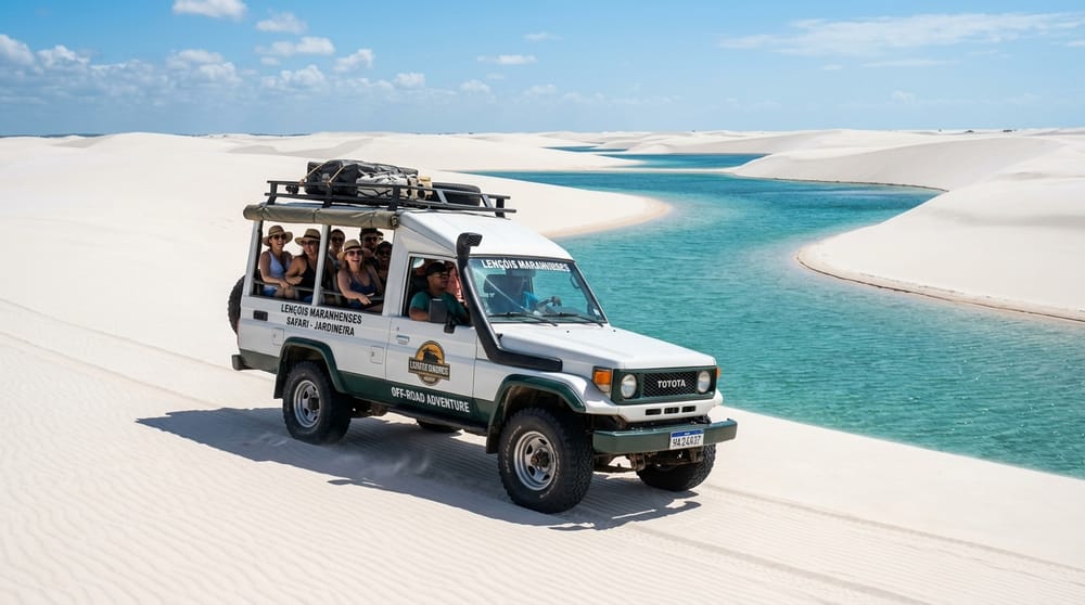 Veículo 4x4 credenciado nas dunas dos Lençóis